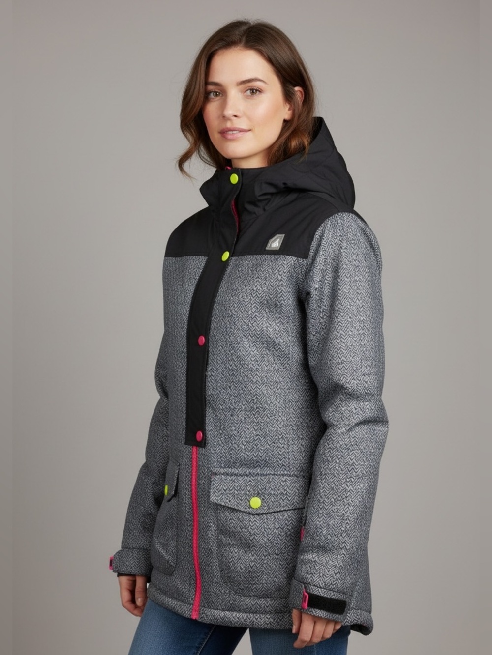 Gray Herringbone Winter/Ski Coat